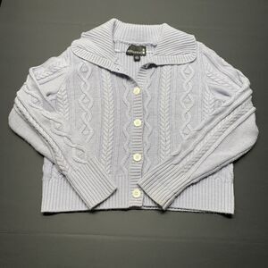 BROADWAY 38® Womens Periwinkle Cable-Knit Winter Sweater Button Front Size L-XL